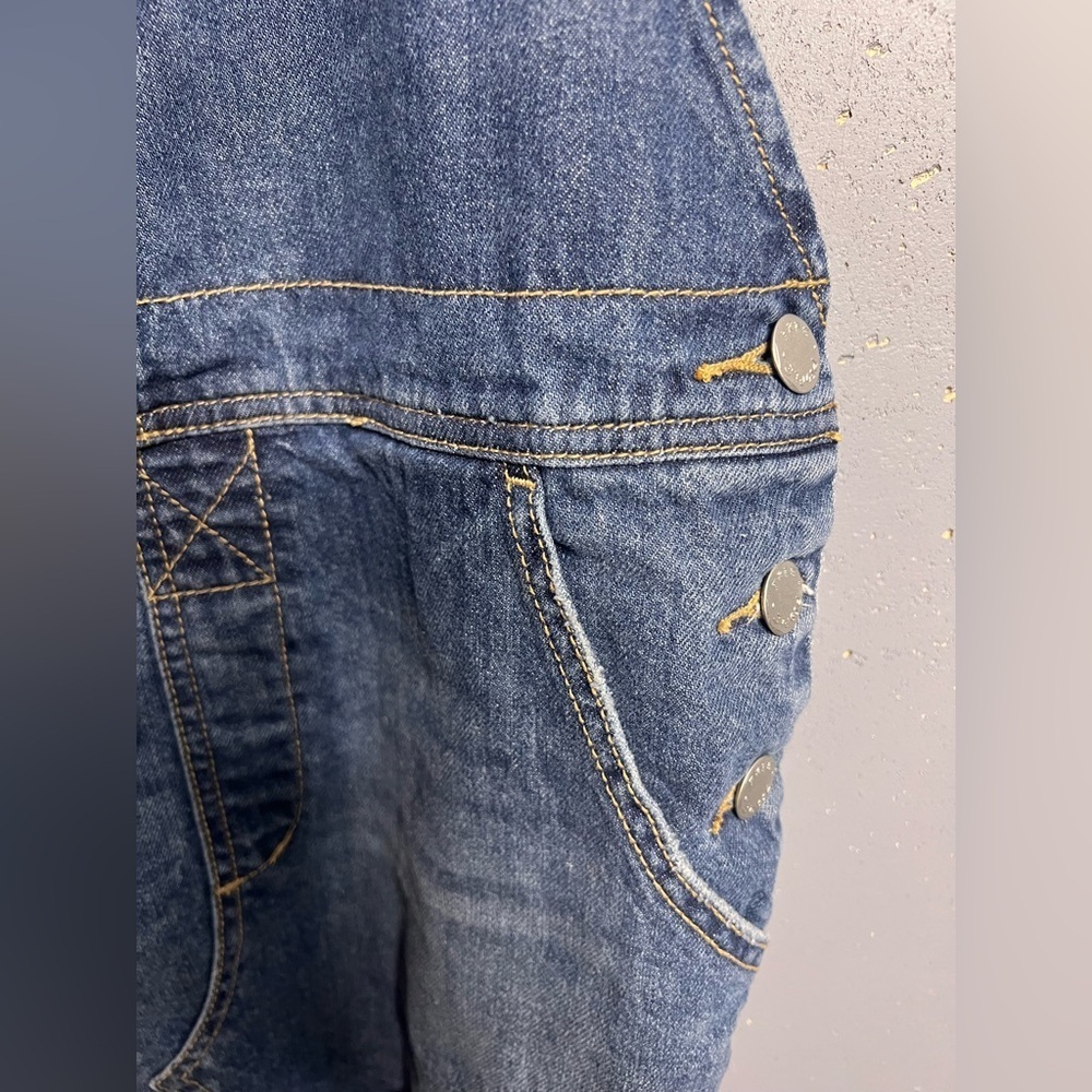 Free People Denim Raw Hem Mini Overall Skirt Size 4 - Picture 6 of 15